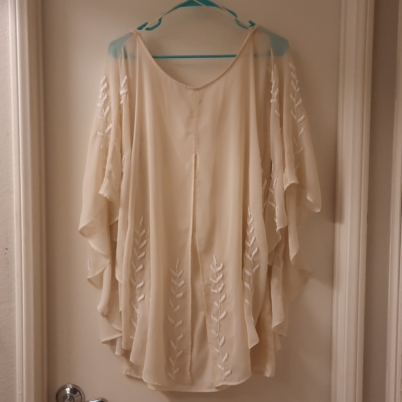 🥳HP🥳 NWT, Free People Nude Embellished Cape Dress - Picture 8 of 17